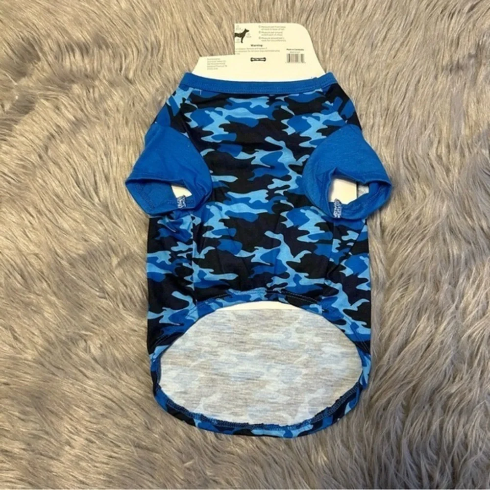 Blue Camouflage Pet Shirt Dog Clothes Camo Size Medium Lightweight‎